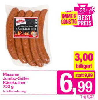 Sutterlüty Messner Jumbo-Griller Käsekrainer 750g Angebot