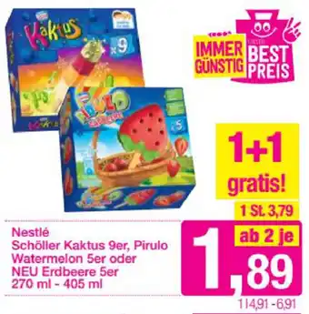 Sutterlüty Nestlé Schöller Kakrus 9er, Pirulo Watermelon 5er oder NEU Erdbeere 5er 270 ml-450 ml Angebot