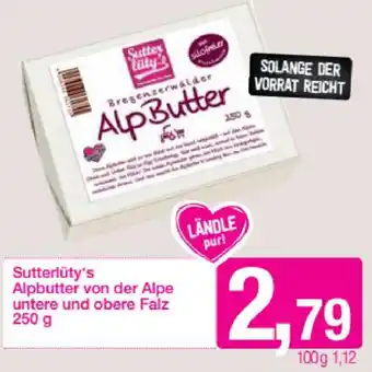 Sutterlüty Sutterlüty's Alpbutter Von Der Alpe Untere und Obere Falz 250g Angebot
