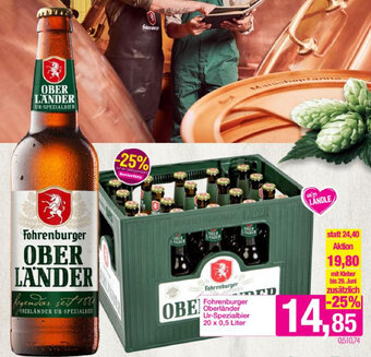 Sutterlüty Fohrenburger Oberländer Ur-Spezialbier 20 x 0,5 Liter Angebot