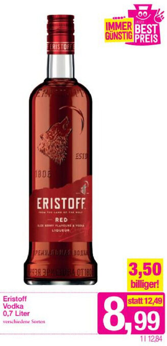 Sutterlüty Eristoff Vodka 0,7 Liter Angebot