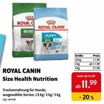 Das Futterhaus Royal Canin Size Health Nutrition Angebot