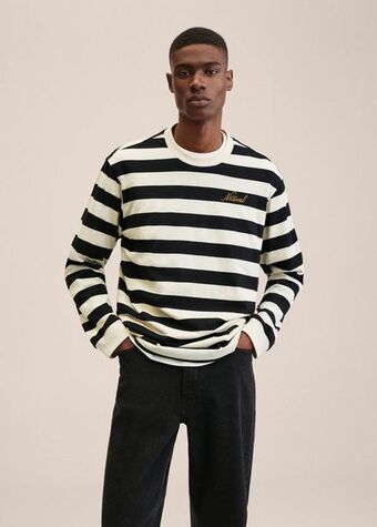 Mango Langärmliges t-shirt mit streifen Angebot