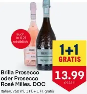 MPreis Brilla Prosecco Oder Prosecco Rosé Milles DOC 750 ml Angebot