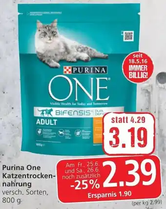 Spar Purina One Katzentrockennahrung 800g Angebot