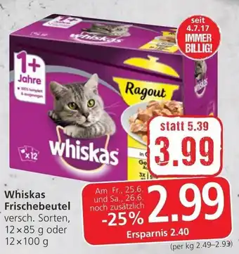 Spar Whiskas Frische Beutel 12x100g Angebot