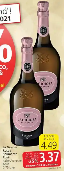 Spar La Gioiosa Rosea Spumante Rosé 0,75 Liter Angebot