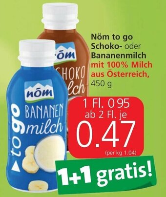 Spar Nöm To Go Schoko oder Bananenmilch 450g Angebot