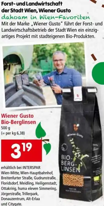 Interspar Restaurant Wiener Gusto Bio-Berglinsen 500 g Angebot