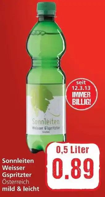 Spar Sonnleiten Weisser Gspritzter 0,5 Liter Angebot