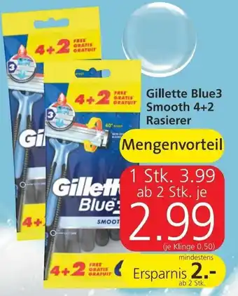 Spar Gillette Blue3 Smooth 4+2 Rasierer Angebot