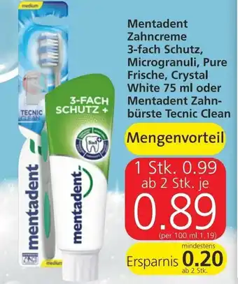 Spar Mentadent Zahncreme 3-Fach Schutz Angebot
