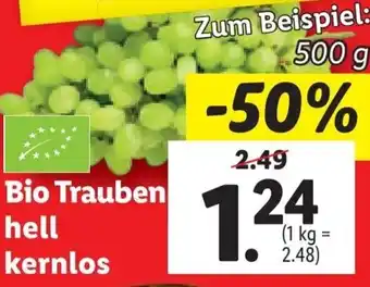 Lidl Bio Trauben hell Kernlos 500 g Angebot