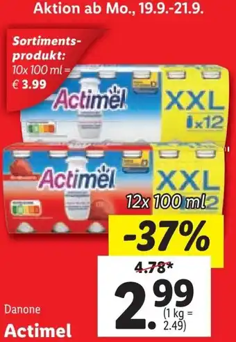 Lidl Actimel 12 x 100 ml Angebot