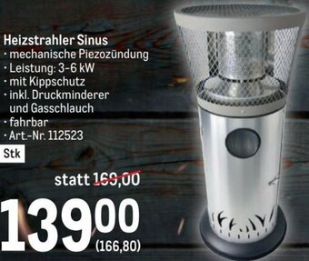Metro Heizstrahler Sinus Angebot