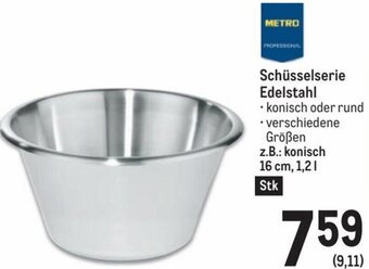 Metro Schüsselserie Edelstahl Angebot