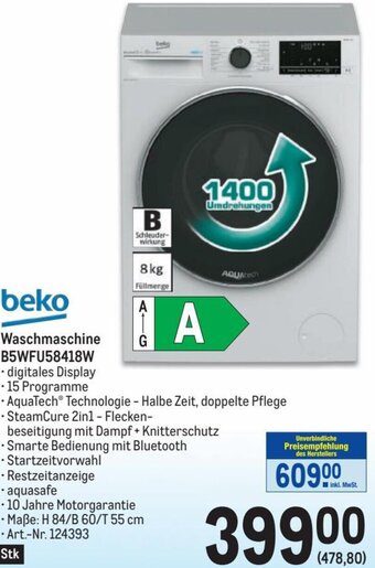 Metro Waschmaschine B5WFU58418W Angebot