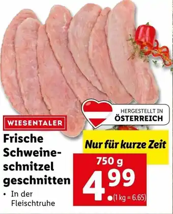 Lidl Frische Schweine- Schnitzel Geschitten 750g Angebot