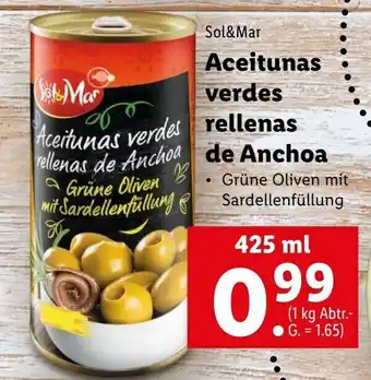 Lidl Aceitubas Verdes Rellenas De Anchoa 425ml Angebot