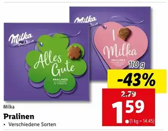 Lidl Milka Pralinen 110g Angebot