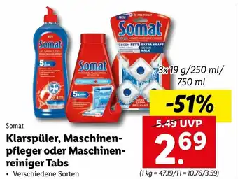 Lidl Somat Klarspüler, Maschinenpfleger 750ml Angebot