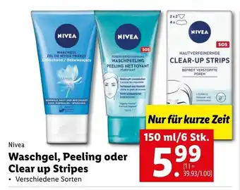 Lidl Nivea Waschgel, Peeling oder Clear Up Stripes 150ml/6tsk Angebot