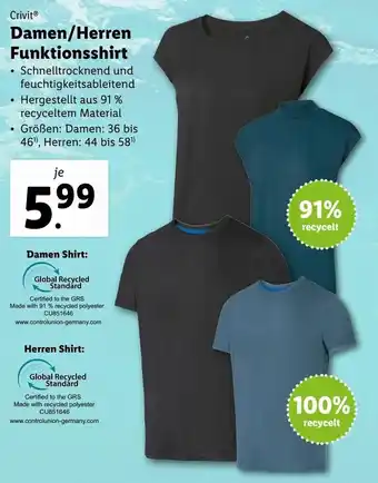 Lidl Damen/Herren Funktionsshirt Angebot