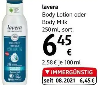 dm Lavera Body Lotion oder Body Milk 250 ml Angebot