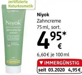 dm Niyok Zahncreme 75 ml Angebot