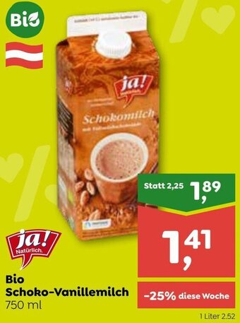 ADEG Bio Schoko-Vanillemilch 750 ml Angebot