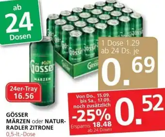Spar Gösser Märzen oder Naturradler Zitrone 0,5 lt Angebot