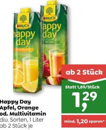 ADEG Happy Day Apfel, Orange od. Multivitamin 1 Liter Angebot