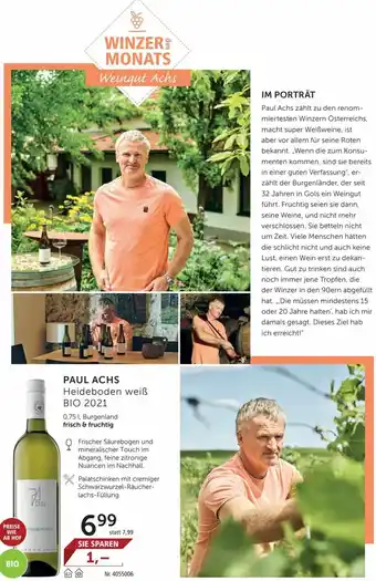 Interspar Paul Achs Cuvée Heideboden Weiß Bio 2021 0,75l Angebot