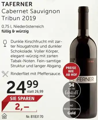 Interspar Taferner Cabernet Sauvignon Tribun 2019 0,75L Angebot