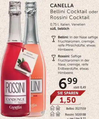 Interspar Canella Bellini Cocktail oder Rossini Cocktail 0,75l Angebot