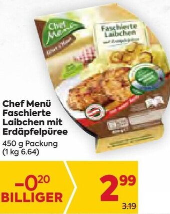 Billa Chef Menü Faschierte Laibchen mit Erdäpfelpüree 450 g Angebot