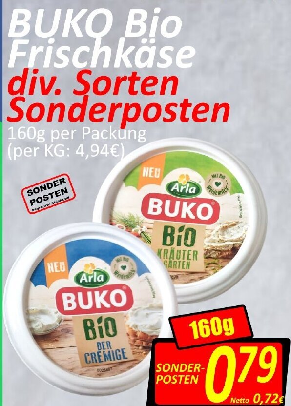 Buko Bio Frischkäse 160g Angebot bei Wurstico