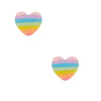 Claire's Silver glitter rainbow heart stud earrings Angebot