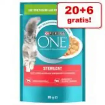 Zooplus 20 + 6 gratis! 26 x 85 g purina one katzenfutter Angebot