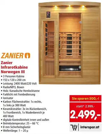 Interspar Zanier Infrarotkabine Norwegen III Angebot