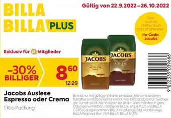 Billa Jacobs Auslese Espresso oder Crema 1 Kilo Angebot