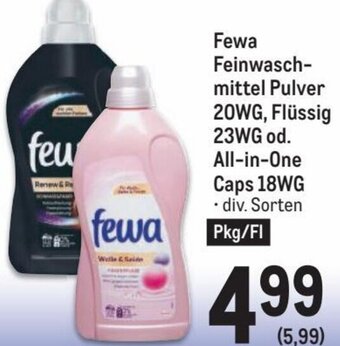 Metro Fewa Feinwaschmittel Pulver 20WG, Flüssig 23WG od. All-in-One Caps 18WG Angebot