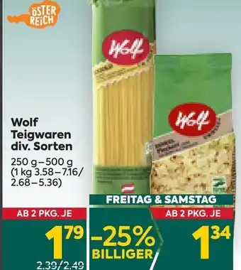 Billa Wolf Teigwaren 250 g-500 g Angebot