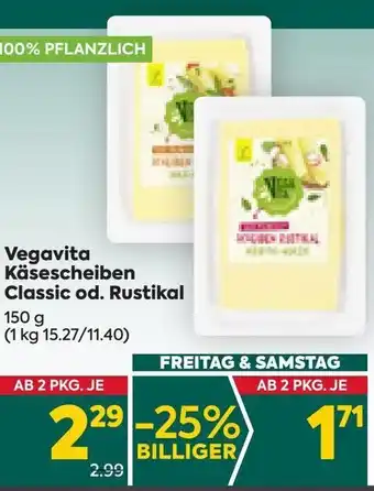 Billa Vegavita Käsescheiben Classic od. Rustikal 150 g Angebot