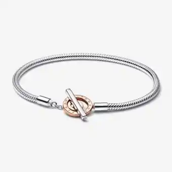 Pandora Pandora signature bicolor logo t-verschluss schlangen-gliederarmband Angebot