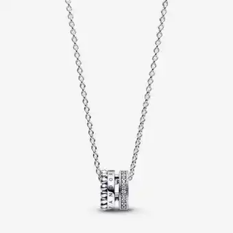 Pandora Pandora signature logo pavé & perlen anhänger & halskette Angebot
