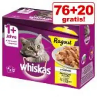 76 + 20 gratis! 96 x 85 g / 100 g whiskas frischebeutel