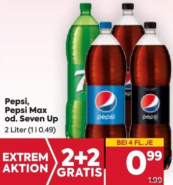 Billa Pepsi, Pepsi Max od. Seven Up 2 liter Angebot