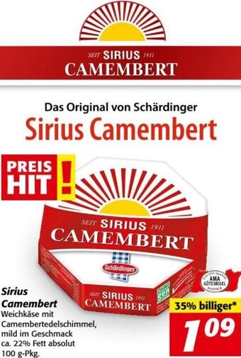 Nah&Frisch Sirius Camembert 100 g Angebot