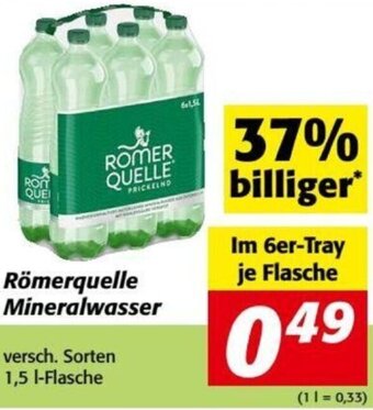 Nah&Frisch Römerquelle Mineralwasser 1,5 L Angebot